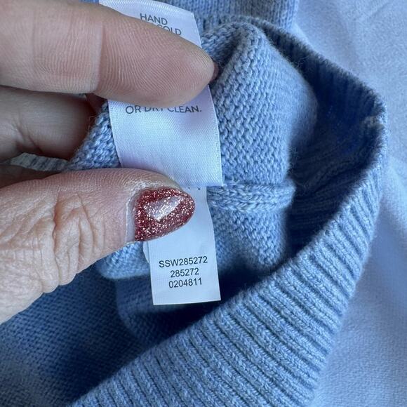 J. JILL Overlapping V Neck‎ Sweater XS Cotton Blend Blue Cozy Comfy luxury NEW - Picture 10 of 10